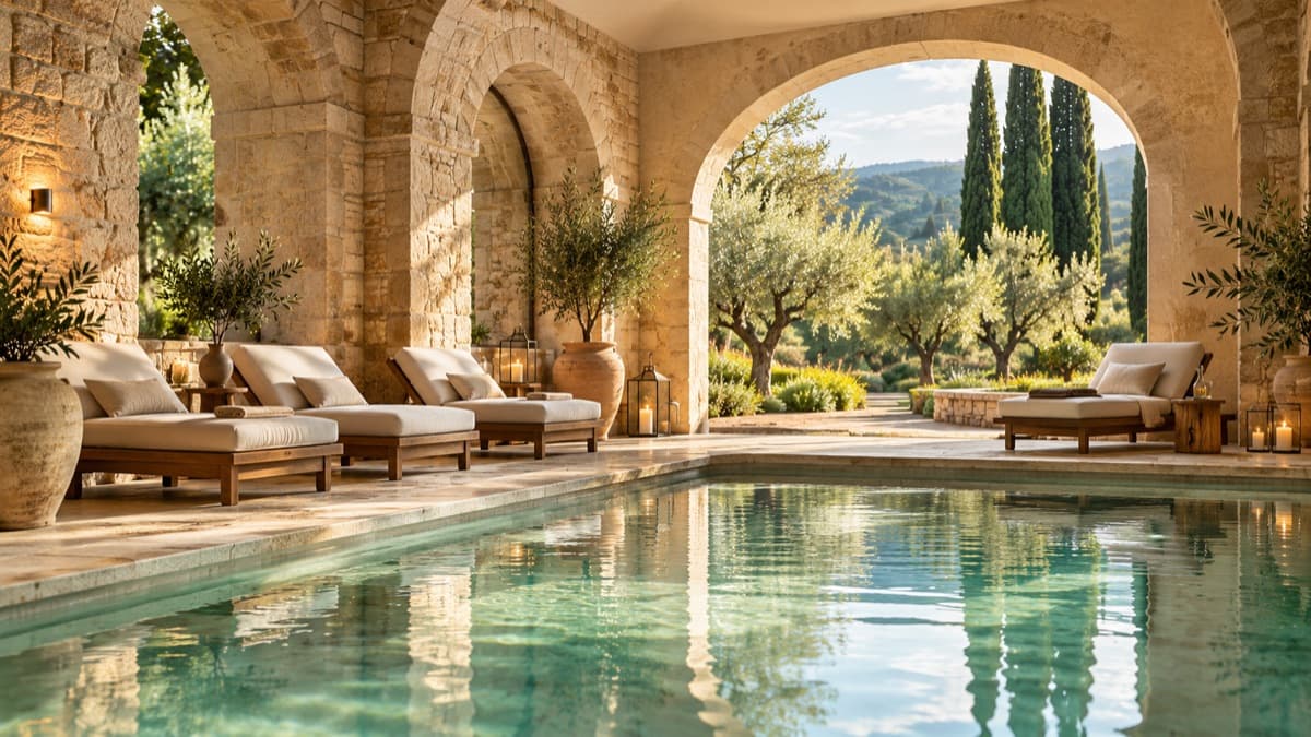 Thermal pool at a Tuscan villa